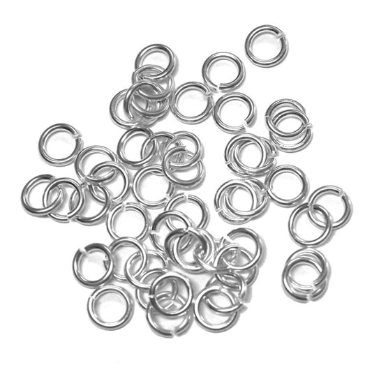 Bright Rhodium 5mm ID Round Jump Rings / 100 Pack / 16 Gauge Sawcut Open Plated Brass