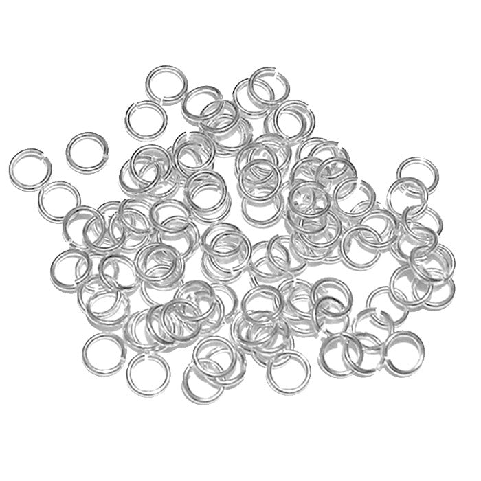 Silver Plate 4mm ID Round Jump Rings / 100 Pack / 20 Gauge Sawcut Open Plated Brass