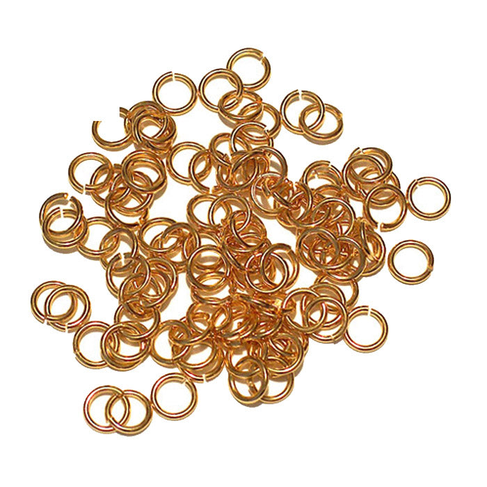 Gold Plate 4mm ID Round Jump Rings / 100 Pack / 20 Gauge Sawcut Open Plated Brass