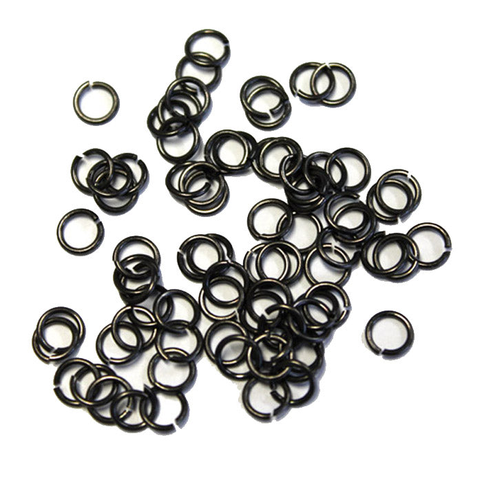 Black Finish 4mm ID Round Jump Rings / 100 Pack / 20 Gauge Sawcut Open Plated Brass