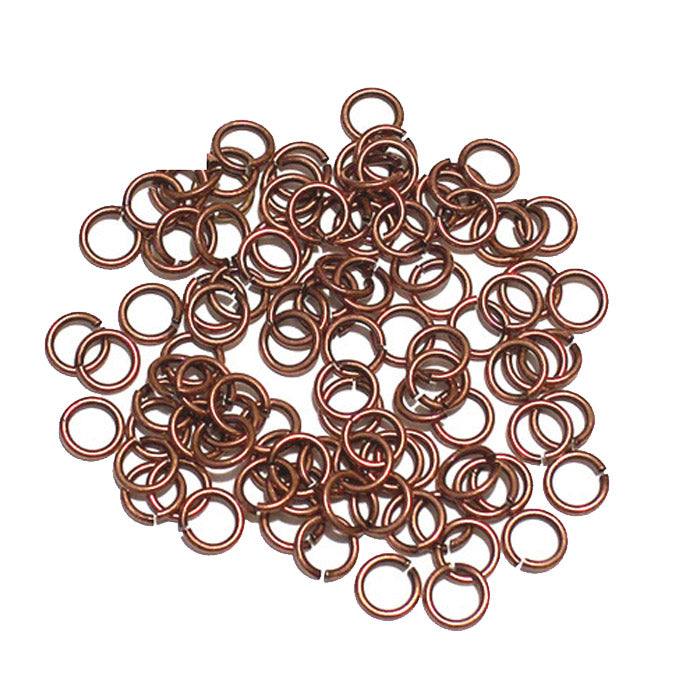 Antique Copper 4mm ID Round Jump Rings / 100 Pack / 20 Gauge Sawcut Open Plated Brass
