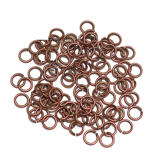 Antique Copper 4mm ID Round Jump Rings / 100 Pack / 20 Gauge / Sawcut / Open / Plated Brass