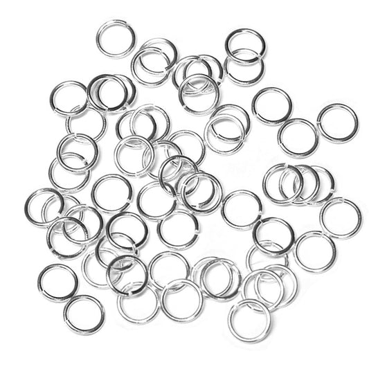 Silver Plate 6mm ID Round Jump Rings / 100 Pack 19 Gauge Sawcut Open Plated Brass
