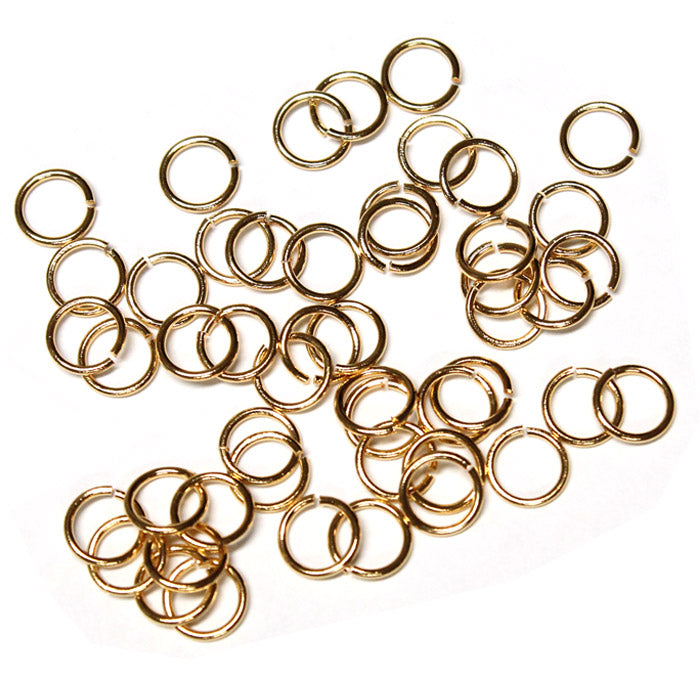 Gold Plate 6mm ID Round Jump Rings / 100 Pack / 19 Gauge / Sawcut / Open / Plated Brass