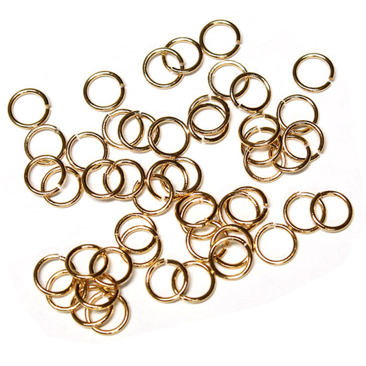 Gold Plate 6mm ID Round Jump Rings / 100 Pack 19 Gauge Sawcut Open Plated Brass