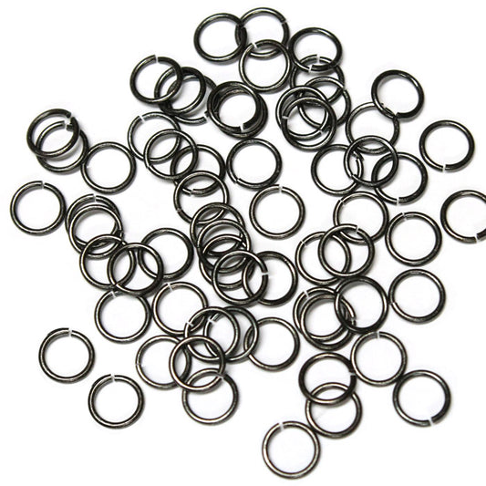 Black Finish 6mm ID Round Jump Rings / 100 Pack 19 Gauge Sawcut Open Plated Brass