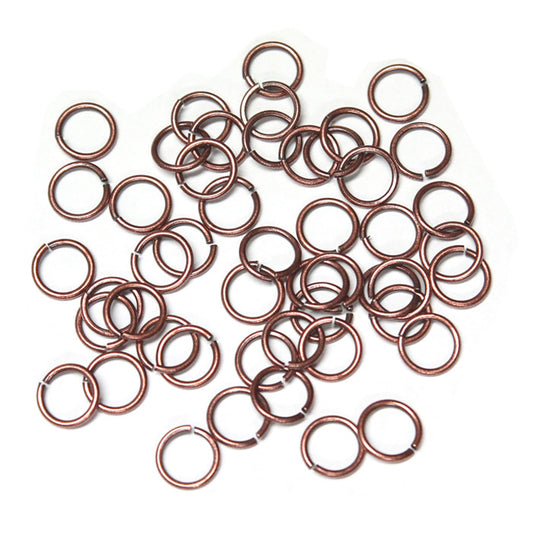 Antique Copper 6mm ID Round Jump Rings / 100 Pack / 19 Gauge / Sawcut / Open / Plated Brass