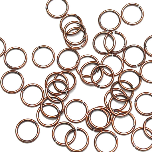 Antique Copper 8mm ID Round Jump Rings / 100 Pack / 18 Gauge / Sawcut / Open / Plated Brass