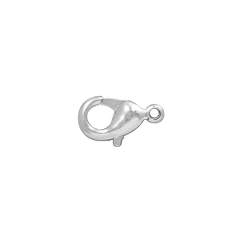 12mm Lobster Clasp  / 10 Pack /  plated zinc with a bright silver finish