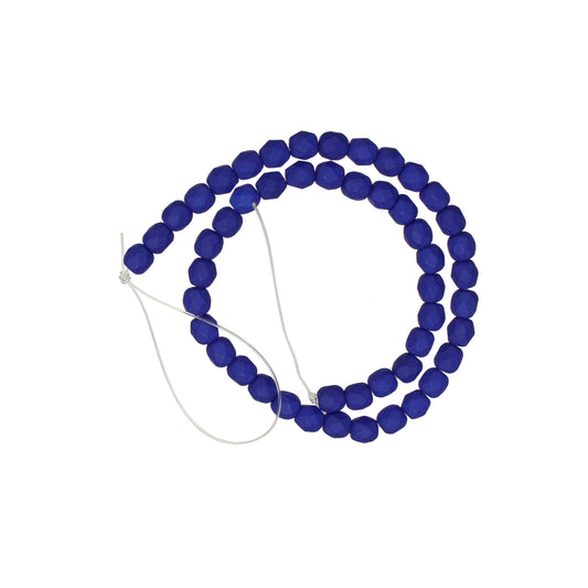 4mm Neon Blue Beads / 50 bead strand / faceted round fire polished glass