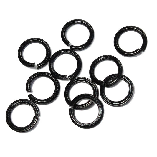 BLACK 10mm Rope Pattern Jump Rings /  sawcut round open anodized aluminum