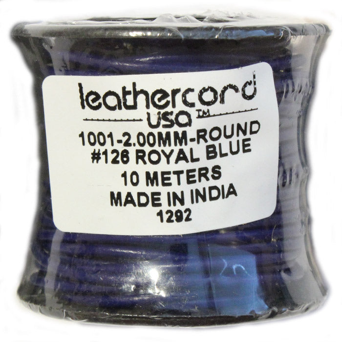 ROYAL BLUE 2mm Round Leather Cord / 10m roll / Leathercord USA 126 / necklace bracelet lace cord
