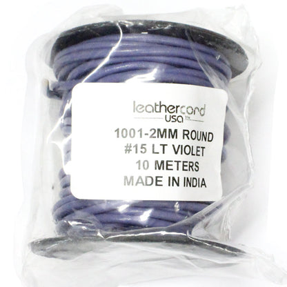 LIGHT VIOLET 2mm Round Leather Cord / 10m roll / Leathercord USA 15 / necklace bracelet lace cord