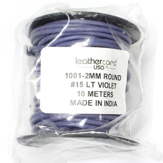 LIGHT VIOLET 2mm Round Leather Cord / 10m Roll