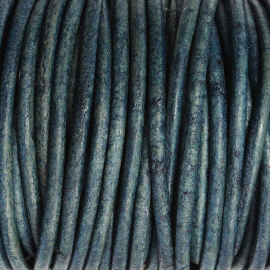 NATURAL BLUE 2mm Round Leather Cord / 10m roll / Leathercord USA 406 / necklace bracelet lace cord