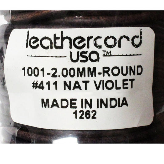 NATURAL VIOLET 2mm Round Leather Cord / 10m roll / Leathercord USA 411 / necklace bracelet lace cord