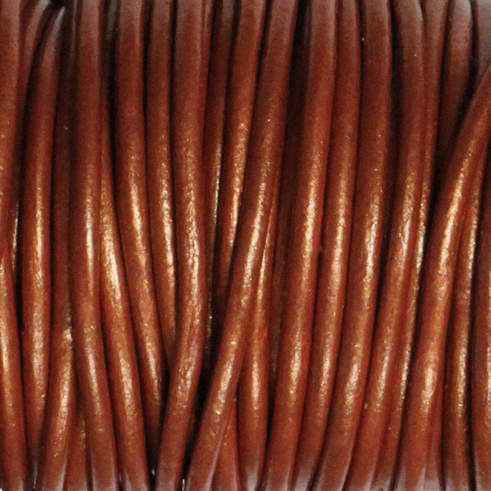 METALLIC COPPER 2mm Round Leather Cord / 10m roll / Leathercord USA 43 / necklace bracelet lace cord