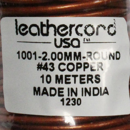 METALLIC COPPER 2mm Round Leather Cord / 10m roll / Leathercord USA 43 / necklace bracelet lace cord