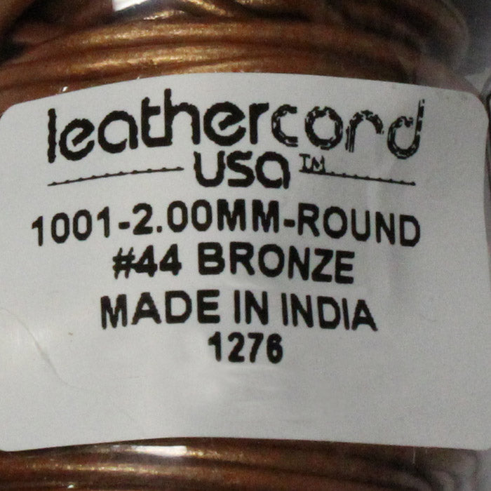 METALLIC BRONZE 2mm Round Leather Cord / 10m roll / Leathercord USA 44 / necklace bracelet lace cord