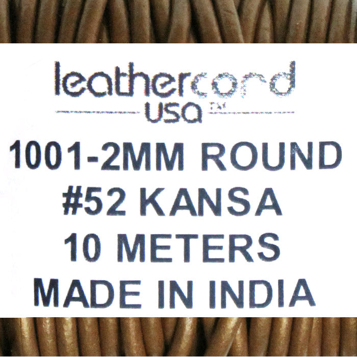 METALLIC KANZA 2mm Round Leather Cord / 10m roll / Leathercord USA 52 / necklace bracelet lace cord