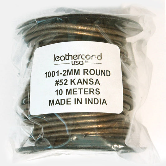 METALLIC KANZA 2mm Round Leather Cord / 10m Roll