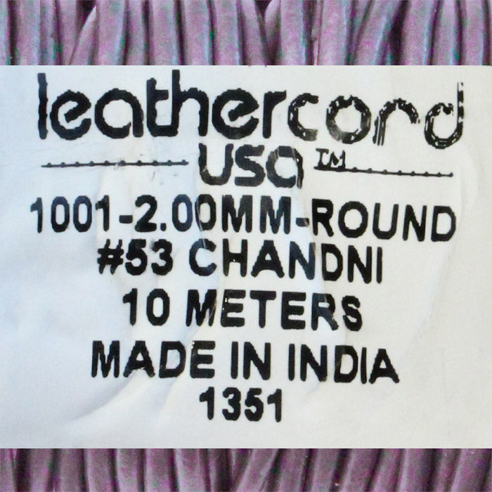 METALLIC CHANDNI 2mm Round Leather Cord / 10m roll / Leathercord USA 53 / necklace bracelet lace cord