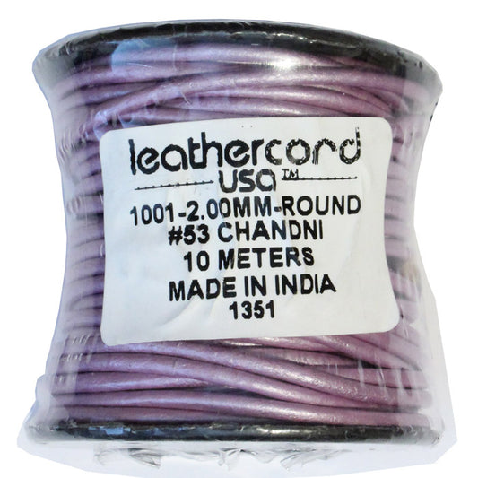 METALLIC CHANDNI 2mm Round Leather Cord / 10m Roll