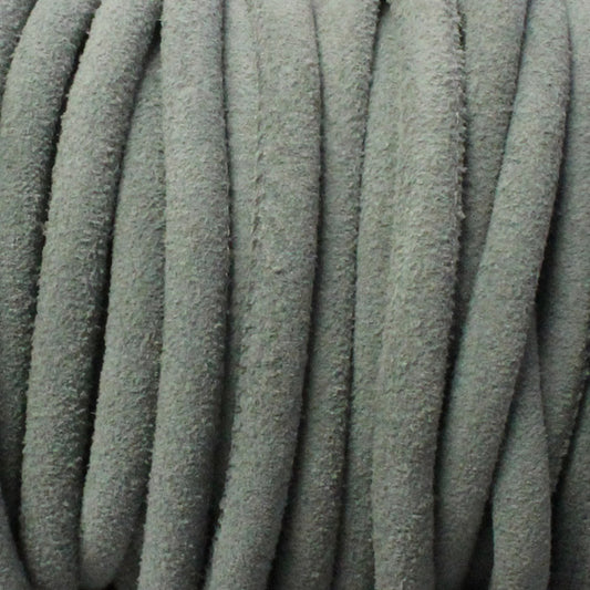 5mm GREY Stitched Suede Round Leather Cord / sold by the meter / Leather Cord USA