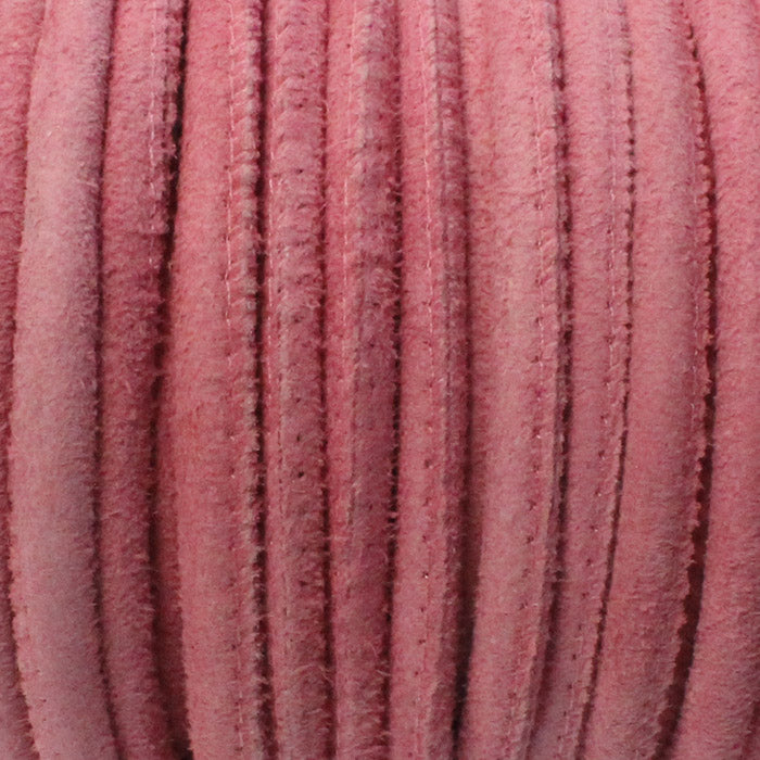 5mm PINK Stitched Suede Round Leather Cord / sold by the meter / Leather Cord USA