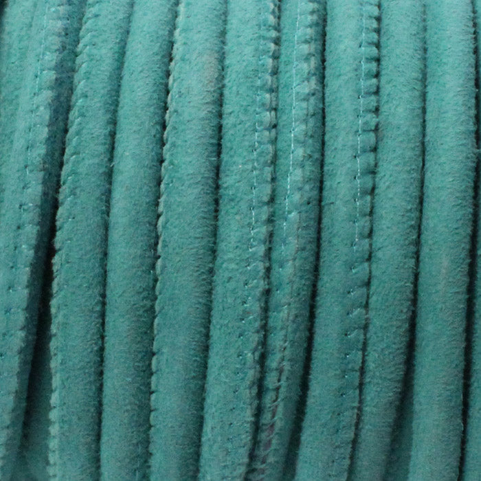 5mm TURQUOISE Stitched Suede Round Leather Cord / sold by the meter / Leather Cord USA