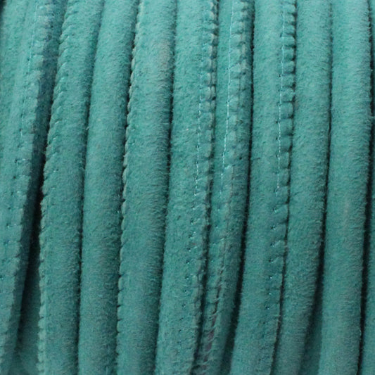 5mm TURQUOISE Stitched Suede Round Leather Cord / sold by the meter / Leather Cord USA