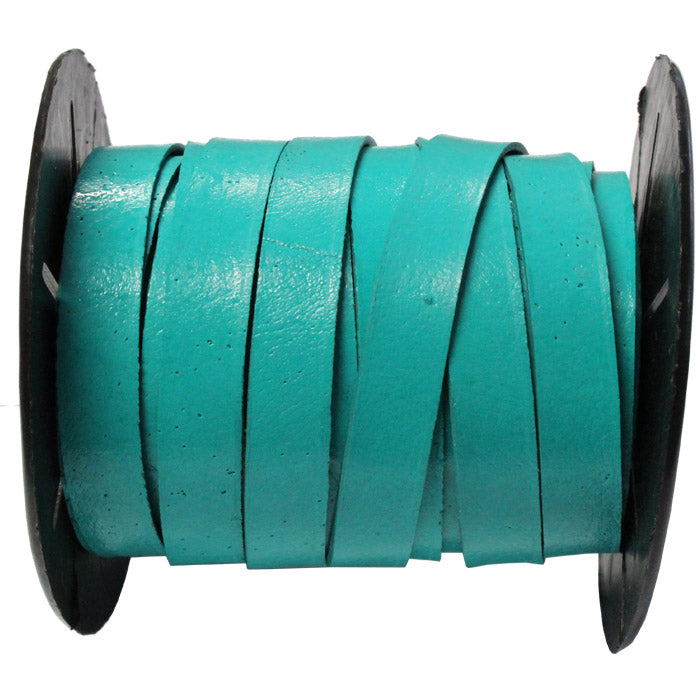 10mm Turquoise Leather Strap / sold by the meter / 10 mm wide x 1.5mm thick
