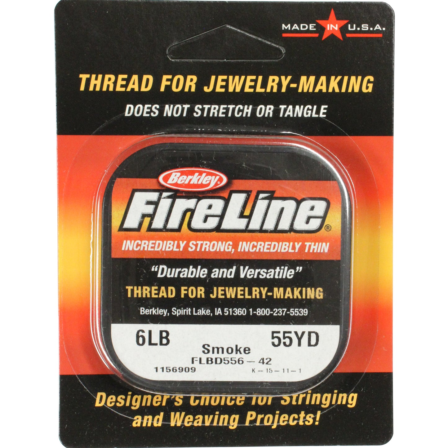 SMOKE Berkley Fireline Thread / 6 lb - 55 Yard Roll / for stringing and weaving projects