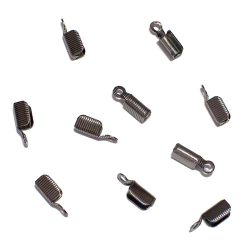 Gunmetal Leather Crimp Ends / 10 Pack / 3 x 11mm with 1.5mm eye