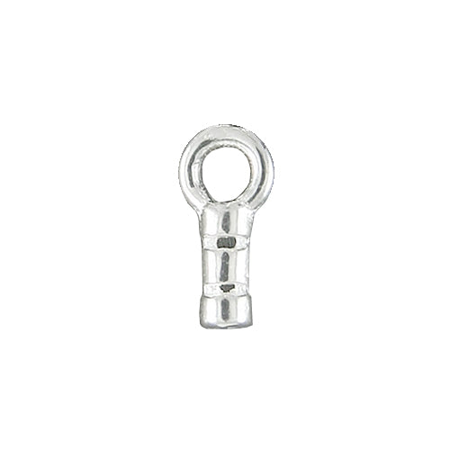 Sterling Silver Crimpable Ribbed End Cap with Eyelet / 0.7mm ID with a 2mm ID eyelet/ 14-95330