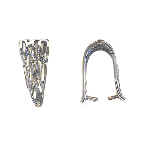 Sterling Silver Curvy Slot Pinch Bail / 14.5mm high and 7mm wide (parallel with the necklace) and 9mm wide closed / 14-95754