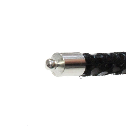 6mm End Cap with Loop Bright Rhodium / 100 Pack / 6mm x 9.6mm long / kumihimo or bead crochet bracelet necklace end caps