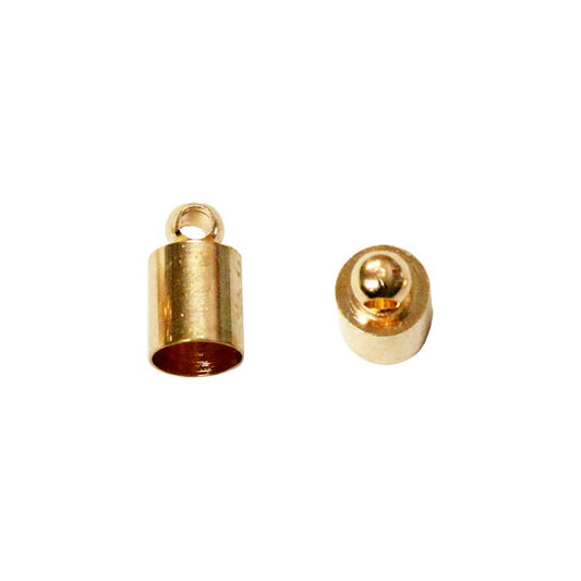 6mm End Cap with Loop Bright Gold / 100 Pack / 6mm x 9.6mm long / kumihimo or bead crochet bracelet necklace end caps