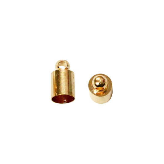 5mm End Cap with Loop Bright Gold / 100 Pack / 5mm x 9mm long / kumihimo or bead crochet bracelet necklace end caps