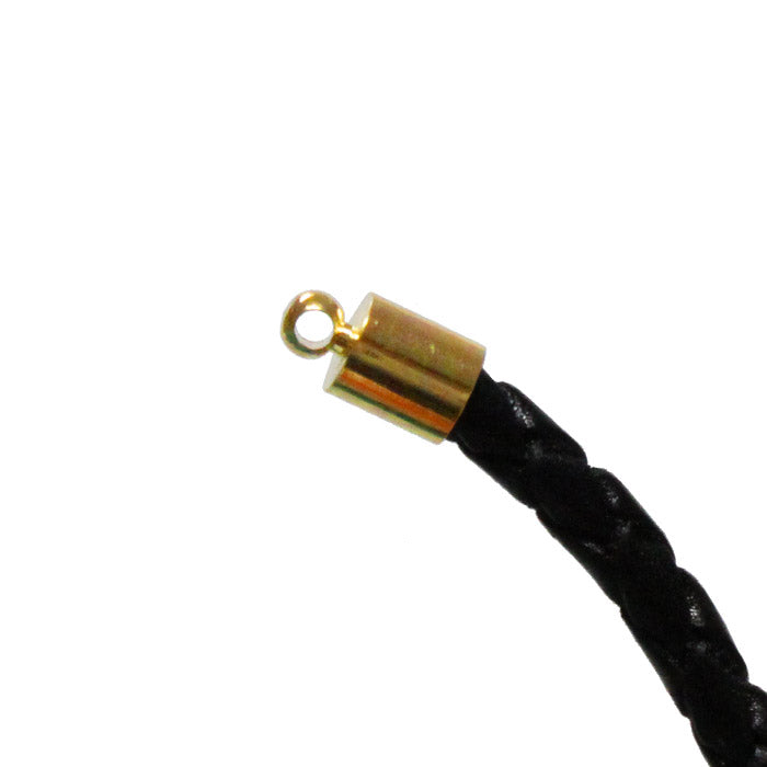 5mm End Cap with Loop Bright Gold / 100 Pack / 5mm x 9mm long / kumihimo or bead crochet bracelet necklace end caps