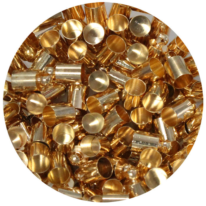 5mm End Cap with Loop Bright Gold / 100 Pack / 5mm x 9mm long / kumihimo or bead crochet bracelet necklace end caps