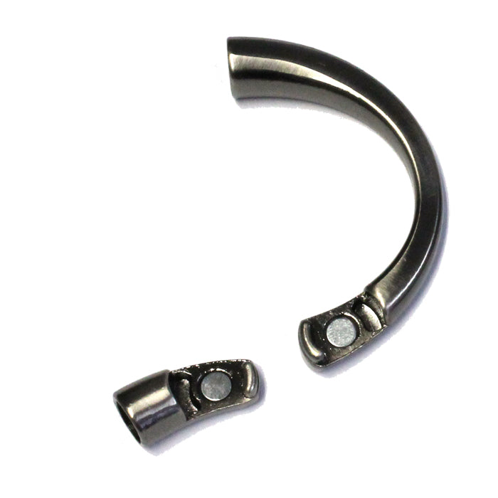 Gunmetal Magnetic Half Cuff Bracelet Finding / fits up to 7.5 inch wrist / for large diameter cord or strap bracelets