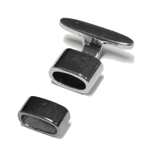 Bright Rhodium Bracelet T Bar Hook Clasp / 15 x 10mm ID / for large diameter leather cord bracelets