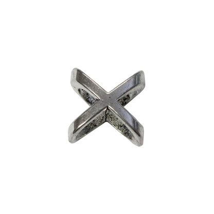 X Symbol Slider Spacer Bead Bright Silver / 10 x 6.5mm / for use with licorice or regaliz cords / 156412SA