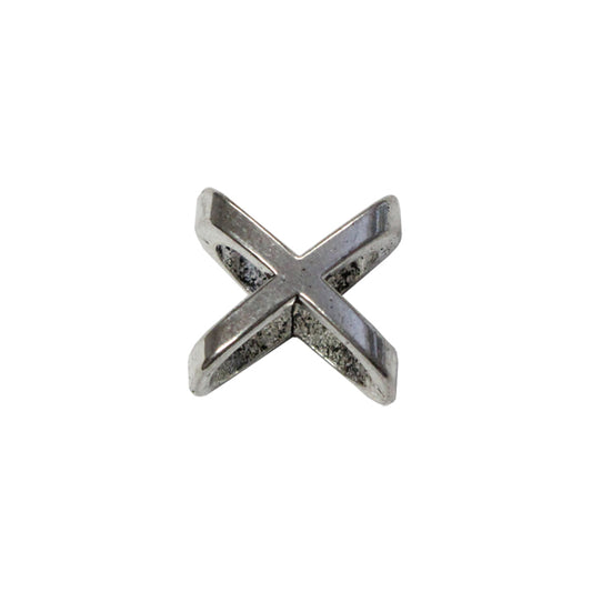 X Symbol Slider Spacer Bead Bright Silver / 10 x 6.5mm / for use with licorice or regaliz cords / 156412SA