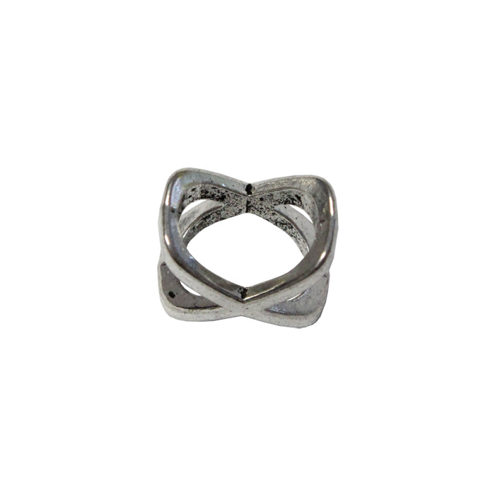 X Symbol Slider Spacer Bead Bright Silver / 10 x 6.5mm / for use with licorice or regaliz cords / 156412SA