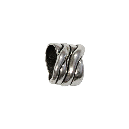 Twist Slider Spacer Bead Silver Plate / 10 x 6.5mm ID / fits regaliz style leather cords
