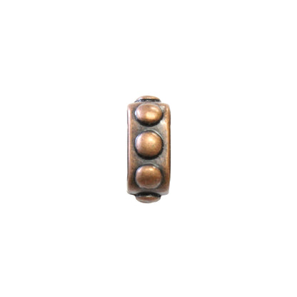 Beaded Slider Spacer Bead Antique Copper / 10 x 6.5mm / for use with licorice or Regaliz cords