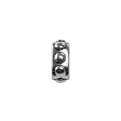 Beaded Slider Spacer Bead Antique Silver / 10 x 6.5mm / for use with licorice or Regaliz cords