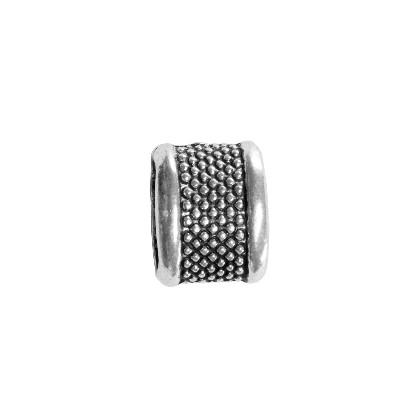 Banded Dots Slider Spacer Bead Antique Silver / 10 x 6.5mm / for use with licorice or Regaliz cords